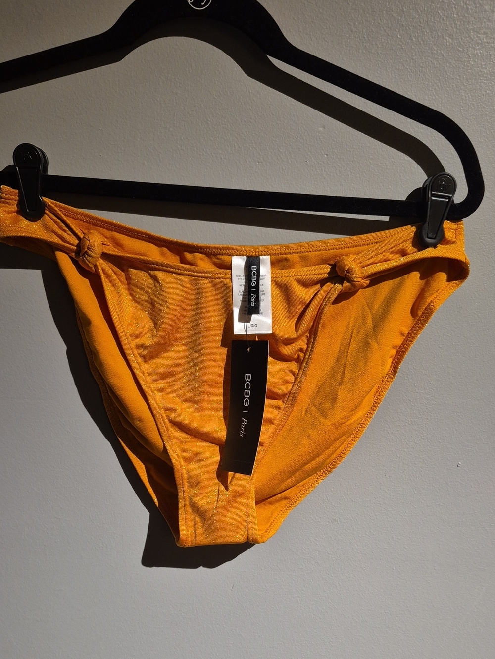 BCBGirls Orange Shimmer Tie-Side Bikini Bottoms